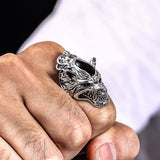 Bague Loup<br> Obsidienne - Loup-Faction