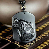 Pendentif Loup<br> Obsidienne Noir - Loup-Faction