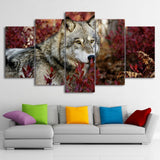 Tableau Loup<br> Fleur Rouge - Loup-Faction