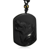 Pendentif Loup<br> Obsidienne Noir - Loup-Faction