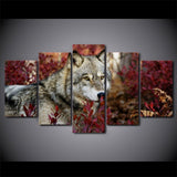 Tableau Loup<br> Fleur Rouge - Loup-Faction