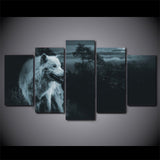 Tableau Loup<br> Blanc Dans La Nuit - Loup-Faction