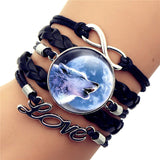 Bracelet Loup<br> Lune (Cuir) - Loup-Faction