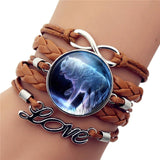 Bracelet Loup<br> Lune (Cuir) - Loup-Faction