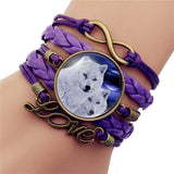 Bracelet Loup<br> Lune (Cuir) - Loup-Faction