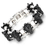Bracelet Loup<br> Biker (Acier) - Loup-Faction