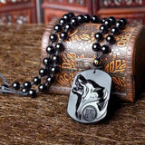 Pendentif Loup<br> Obsidienne Noir - Loup-Faction